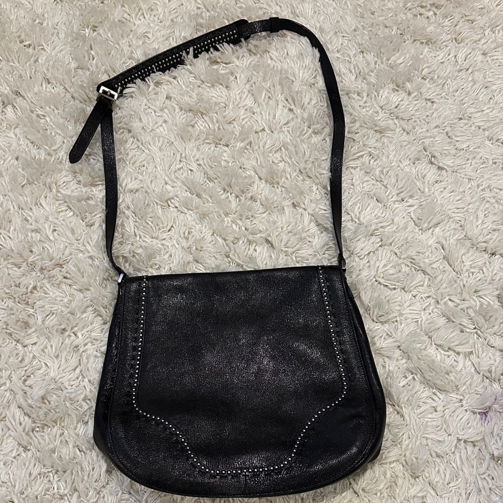 Cole Haan Black Leather Crossbody Bag Studded Trim